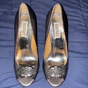 Badgley Mischka Susan Pewter Women's Dressy Evening Heels